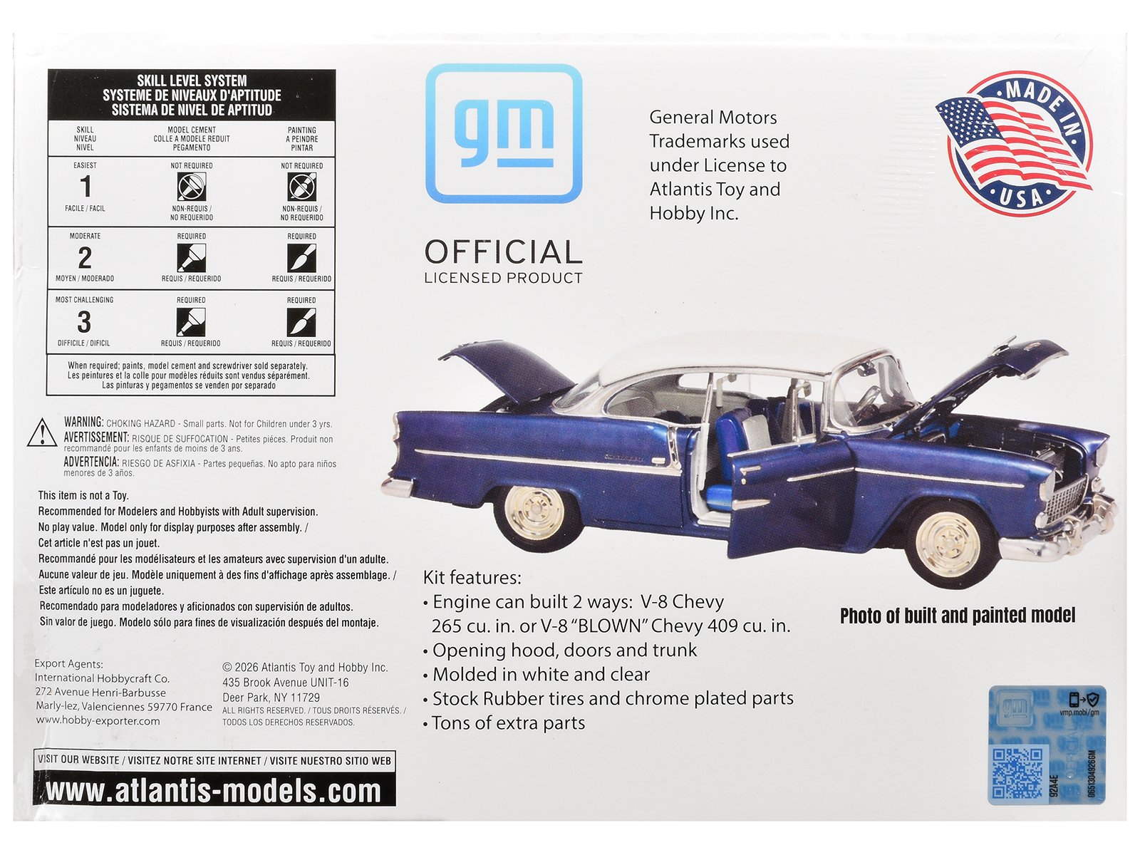 Skill 3 Model Kit 1955 Chevrolet Bel Air Hardtop "Route 66" 1/25 Scale Model by Atlantis view 5