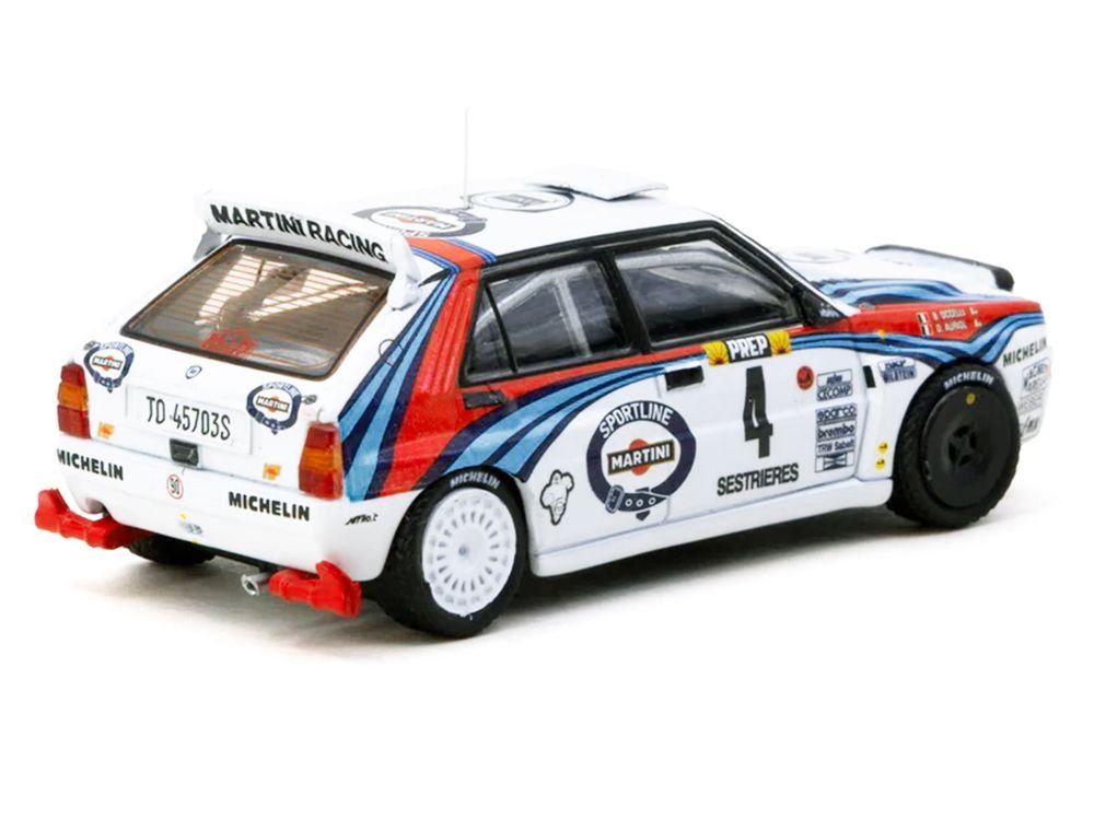 Lancia Delta HF Integrale #4 Didier Auriol - Bernard Occelli "Martini Racing" Winner "Monte Carlo Rally" (1992) "Hobby64" Series 1/64 Diecast Model Car by Tarmac Works view 3