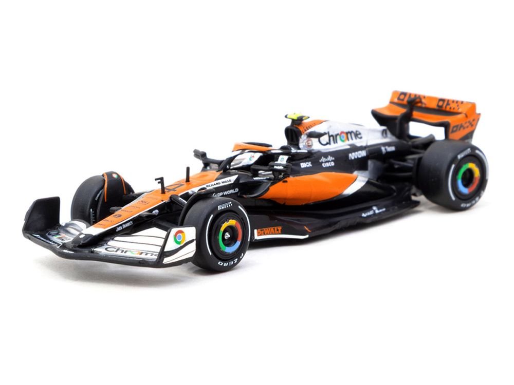 McLaren MCL60 #4 Lando Norris 2nd Place Formula One F1 "British GP" (2023) with Pitboards "Global64" Series 1/64 Diecast Model Car by Tarmac Works view 2