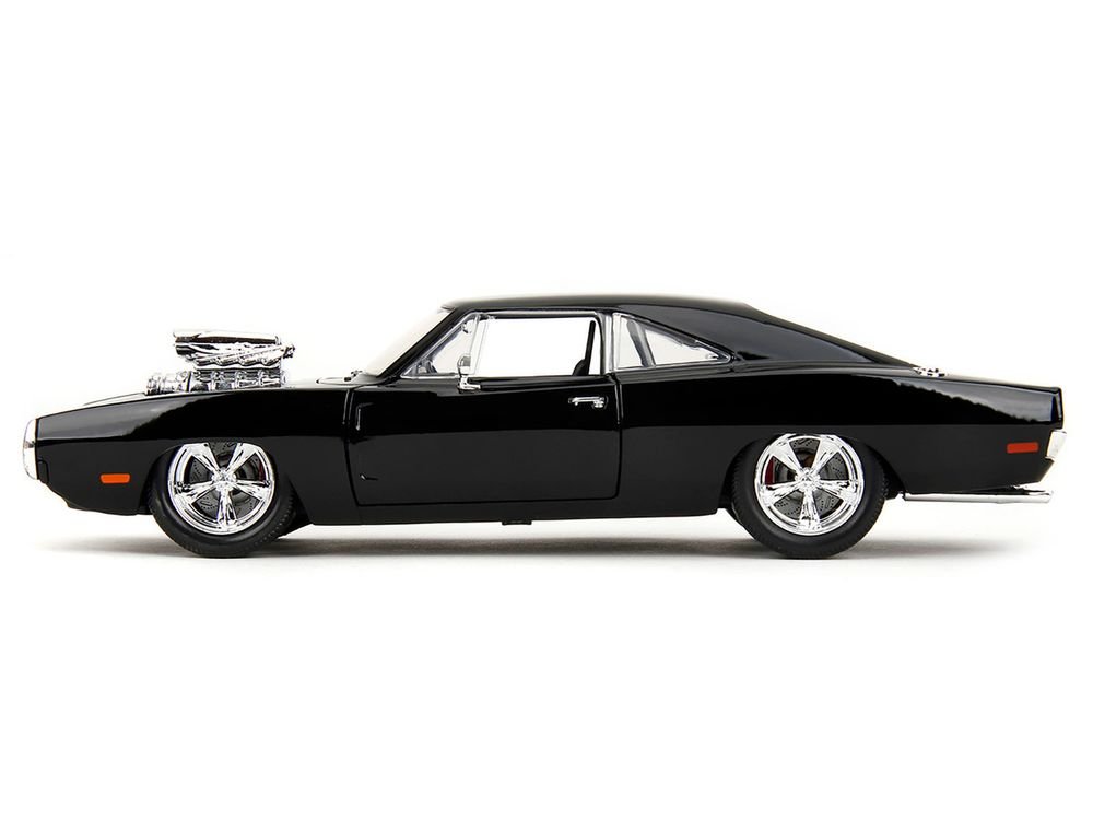 1970 Dodge Charger Black with Race Interior "The Fast and the Furious" (2001) Movie "25 Years of Fast & Furious" Series 1/24 Diecast Model Car by Jada view 4