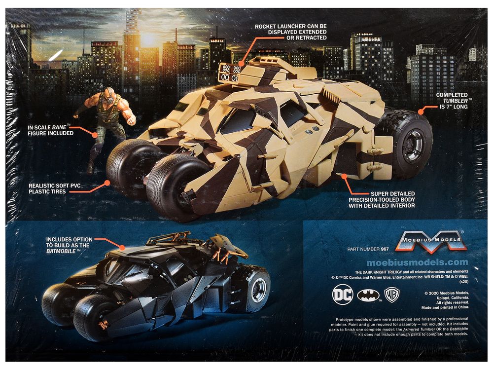 Skill 3 Model Kit Batmobile Tumbler with Bane Figure "Batman Dark Knight Trilogy" Movie Franchise 1/25 Scale Model by Moebius view 5