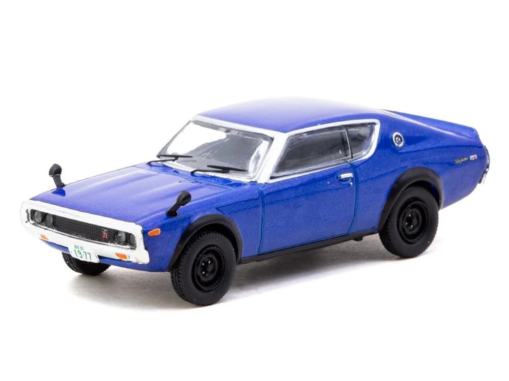 Nissan Skyline 2000GT-R KPGC110 RHD (Right Hand Drive) Blue Metallic "J Collection" Series 1/64 Diecast Model by Tarmac Works view 2
