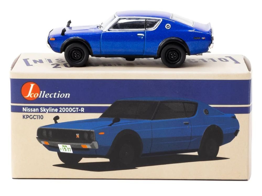 Nissan Skyline 2000GT-R KPGC110 RHD (Right Hand Drive) Blue Metallic "J Collection" Series 1/64 Diecast Model by Tarmac Works view 4