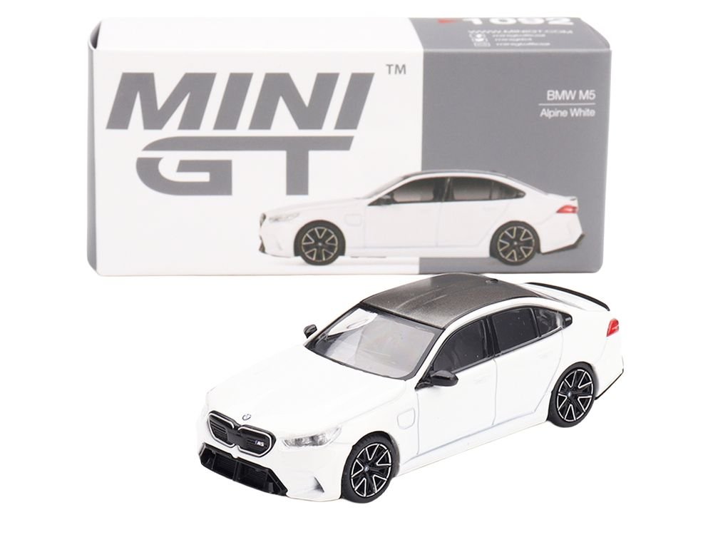 BMW M5 Alpine White with Carbon Top Limited Edition 1/64 Diecast Model Car by Mini GT view 4