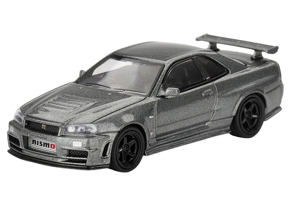 Nissan Skyline GT-R (NISMO BNR34 CRS Version) RHD (Right Hand Drive) Dark Metal Gray Metallic Limited Edition 1/64 Diecast Model Car by Mini GT view 2