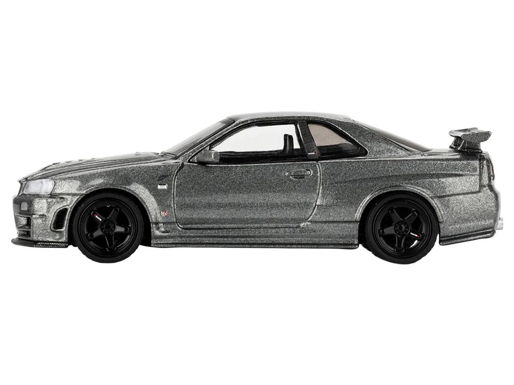 Nissan Skyline GT-R (NISMO BNR34 CRS Version) RHD (Right Hand Drive) Dark Metal Gray Metallic Limited Edition 1/64 Diecast Model Car by Mini GT view 3