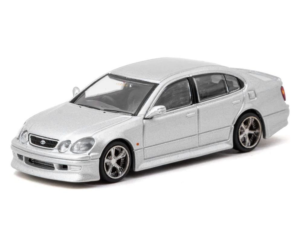 Toyota Vertex Aristo JZS161 RHD (Right Hand Drive) Silver Metallic "Global64" Series 1/64 Diecast Model Car by Tarmac Works view 2