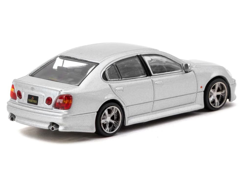 Toyota Vertex Aristo JZS161 RHD (Right Hand Drive) Silver Metallic "Global64" Series 1/64 Diecast Model Car by Tarmac Works view 3