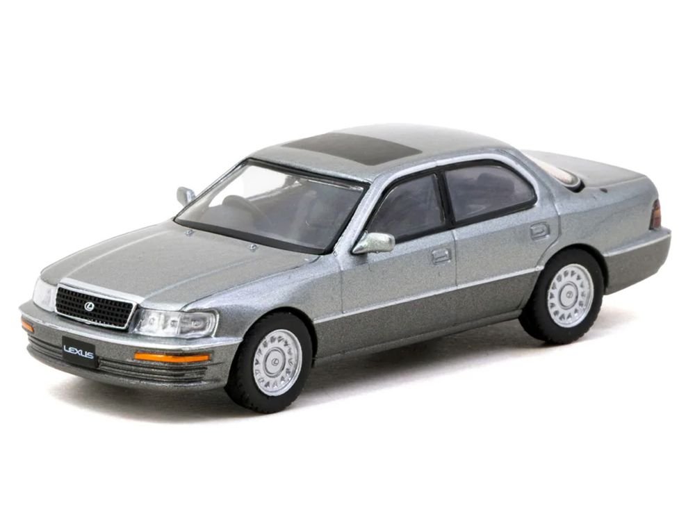 Lexus LS400 RHD (Right Hand Drive) Flint Gray Metallic "Global64" Series 1/64 Diecast Model Car by Tarmac Works view 2