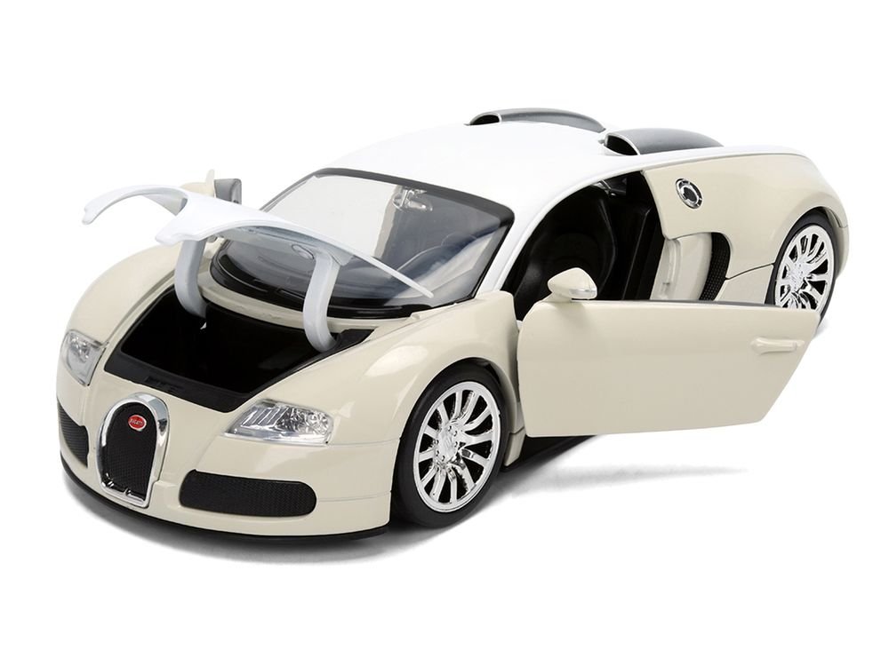 2011 Bugatti Veyron White and Tan "Furious 7" (2015) Movie "25 Years of Fast & Furious" Series 1/24 Diecast Model Car by Jada view 2