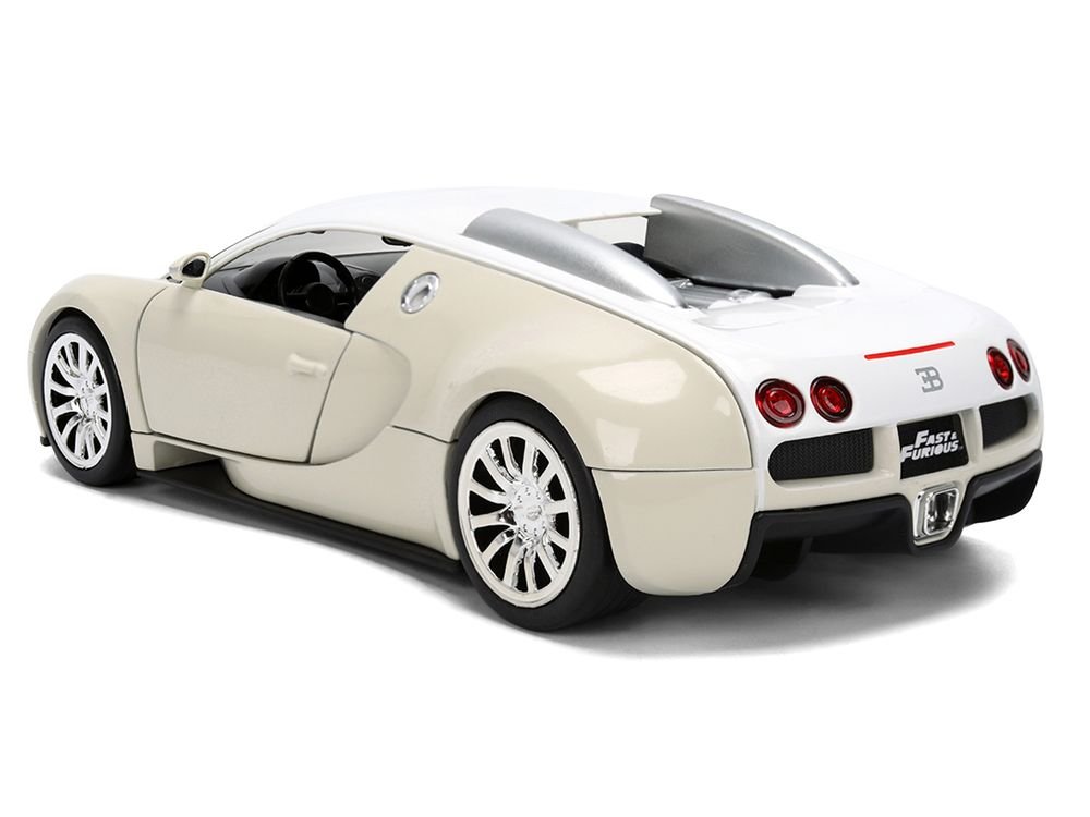 2011 Bugatti Veyron White and Tan "Furious 7" (2015) Movie "25 Years of Fast & Furious" Series 1/24 Diecast Model Car by Jada view 4