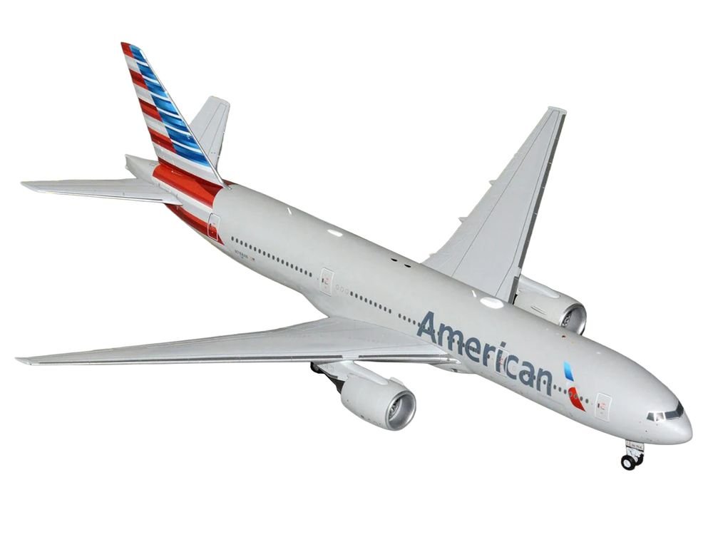Boeing 777-200ER Commercial Aircraft "American Airlines" (N788AN) Silver with Striped Tail "Gemini 200" 1/200 Diecast Model Airplane by GeminiJets view 2