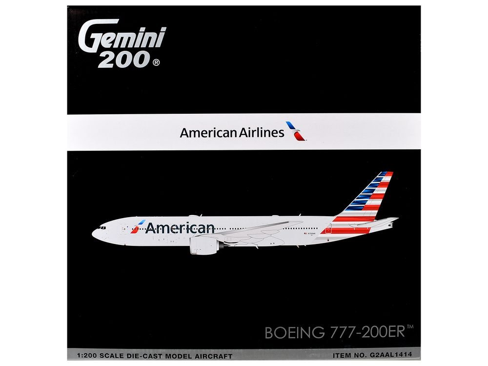 Boeing 777-200ER Commercial Aircraft "American Airlines" (N788AN) Silver with Striped Tail "Gemini 200" 1/200 Diecast Model Airplane by GeminiJets view 3