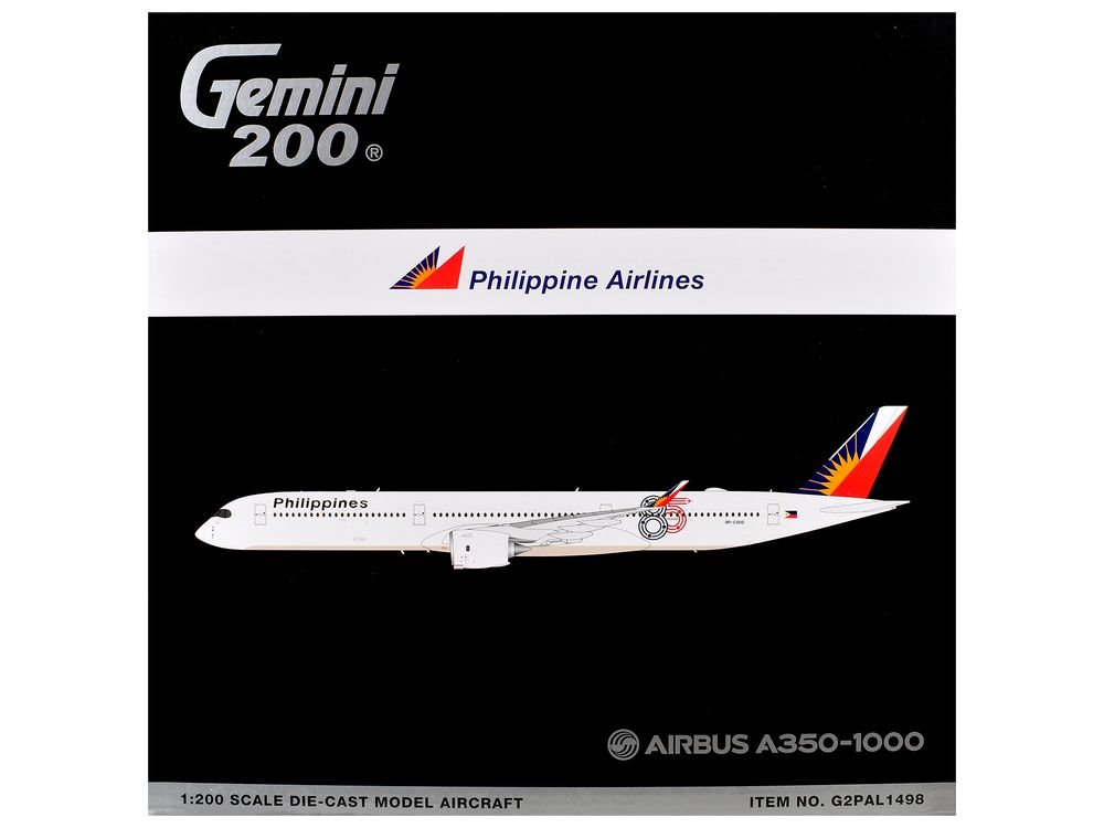 Airbus A350-1000 Commercial Aircraft "Philippine Airlines" (RP-C3510) White with Tail Graphics "Gemini 200" 1/200 Diecast Model Airplane by GeminiJets view 3