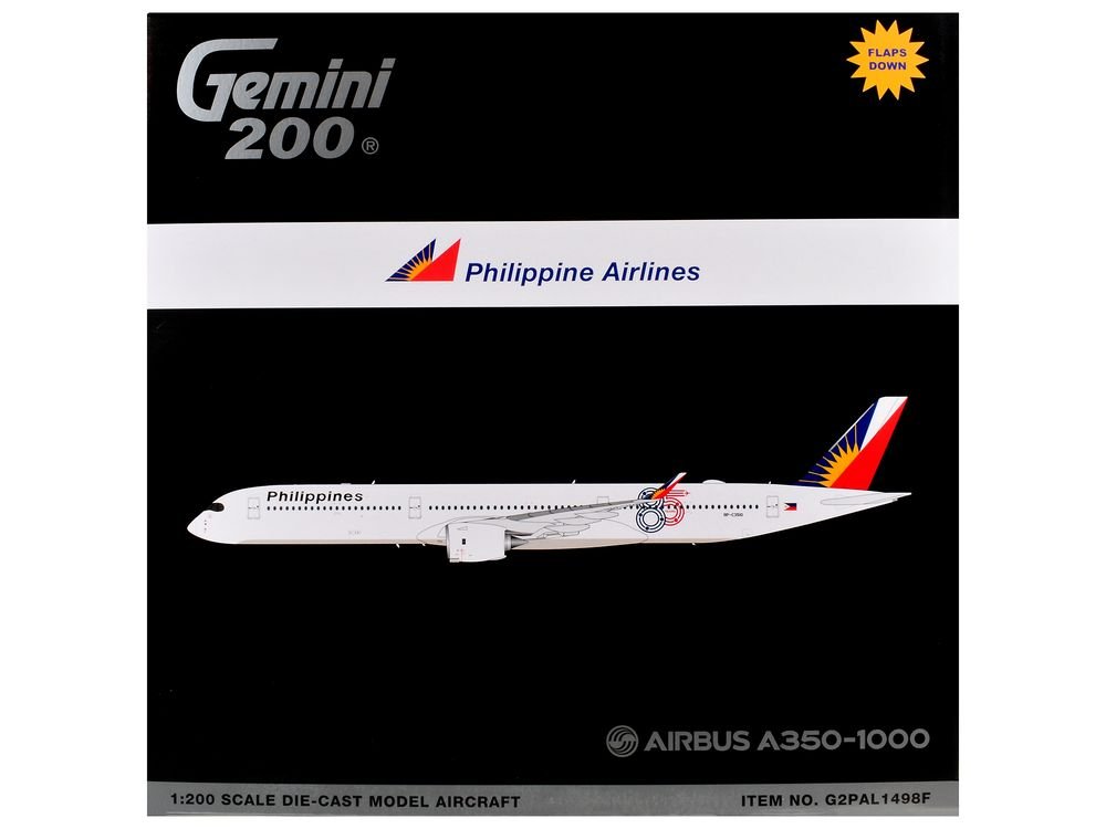 Airbus A350-1000 Commercial Aircraft with Flaps Down "Philippine Airlines" (RP-C3510) White with Tail Graphics "Gemini 200" 1/200 Diecast Model Airplane by GeminiJets view 3