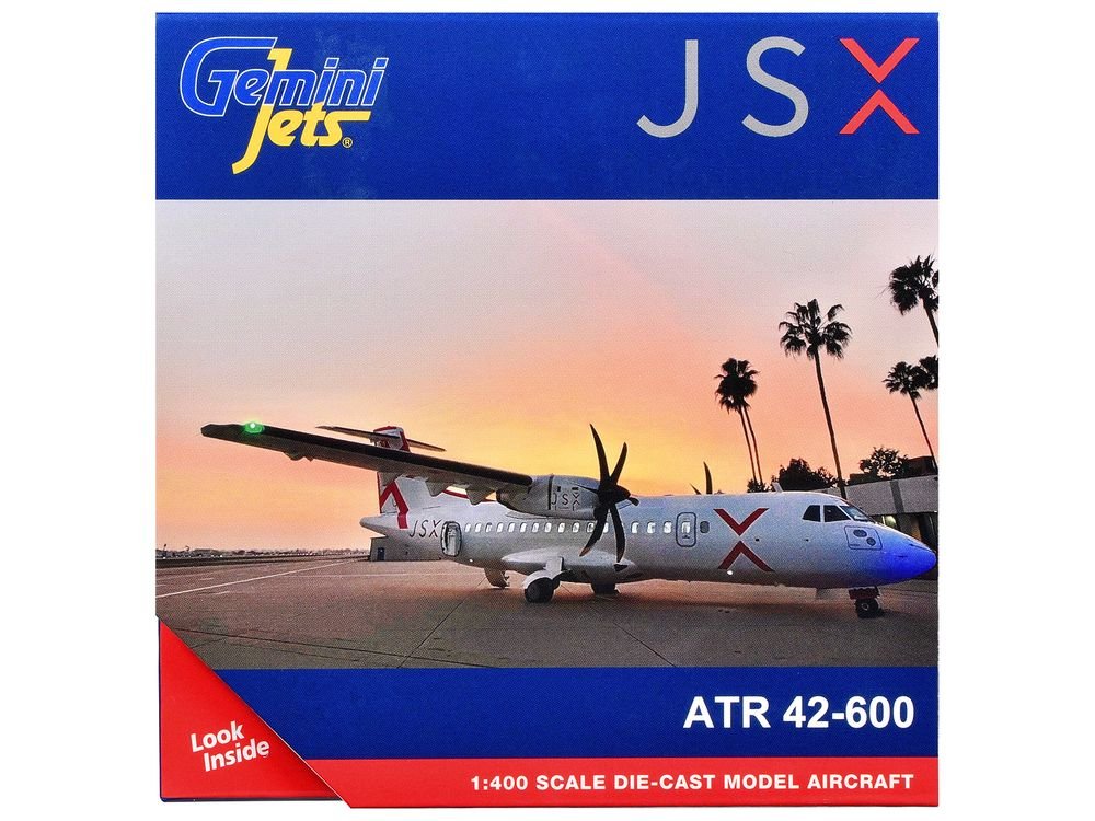 ATR 42-600 Commercial Aircraft "JSX" (N400JX) White with Red Stripes 1/400 Diecast Model Airplane by GeminiJets view 3