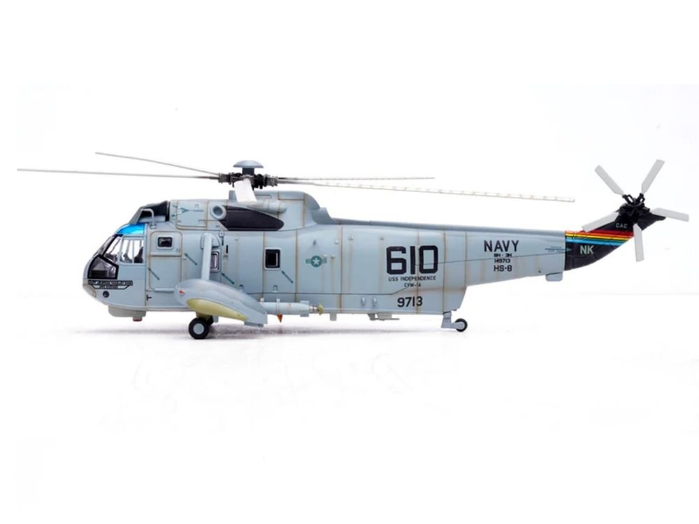 Sikorsky SH-3H Sea King Helicopter "149713/NK 610 Helicopter Anti-Submarine Squadron 8 Eightballers Carrier Air Wing 14 USS Independence (CV-62)" (1990s) United States Navy 1/72 Diecast Model by Legion view 2