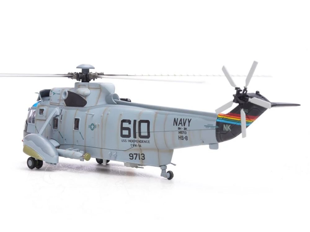 Sikorsky SH-3H Sea King Helicopter "149713/NK 610 Helicopter Anti-Submarine Squadron 8 Eightballers Carrier Air Wing 14 USS Independence (CV-62)" (1990s) United States Navy 1/72 Diecast Model by Legion view 4
