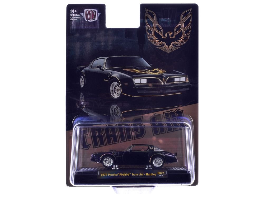 1978 Pontiac Firebird Trans Am Black with Hood Graphics Limited Edition to 12650 pieces Worldwide 1/64 Diecast Model Car by M2 Machines view 3