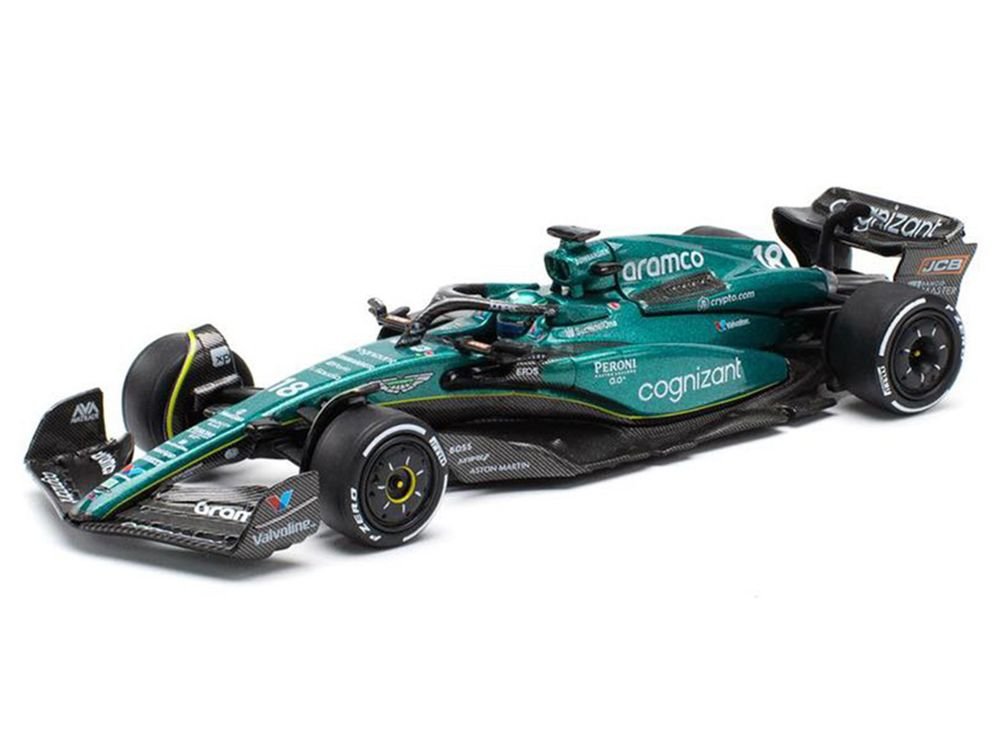 Aston Martin AMR23 #18 Lance Stroll "Formula One F1 World Championship" (2023) 1/64 Diecast Model Car by Pop Race view 2