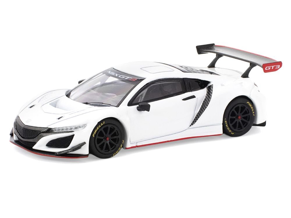 Honda NSX GT3 EVO22 White 1/64 Diecast Model Car by Pop Race view 2
