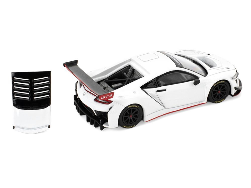Honda NSX GT3 EVO22 White 1/64 Diecast Model Car by Pop Race view 3