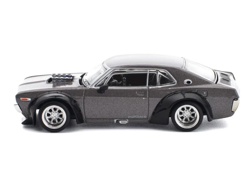 Datsun Laurel C130 RHD (Right Hand Drive) Gray Metallic 1/64 Diecast Model Car by Pop Race view 4