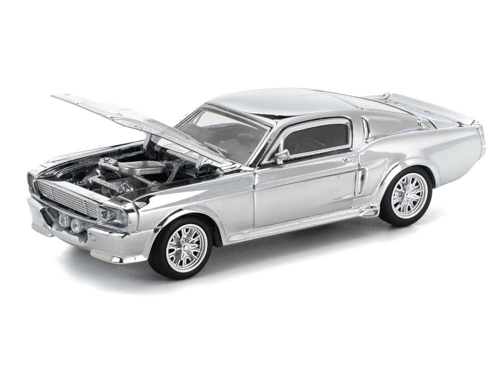 Shelby Mustang GT500 Silver Chrome 1/64 Diecast Model Car by Pop Race view 3