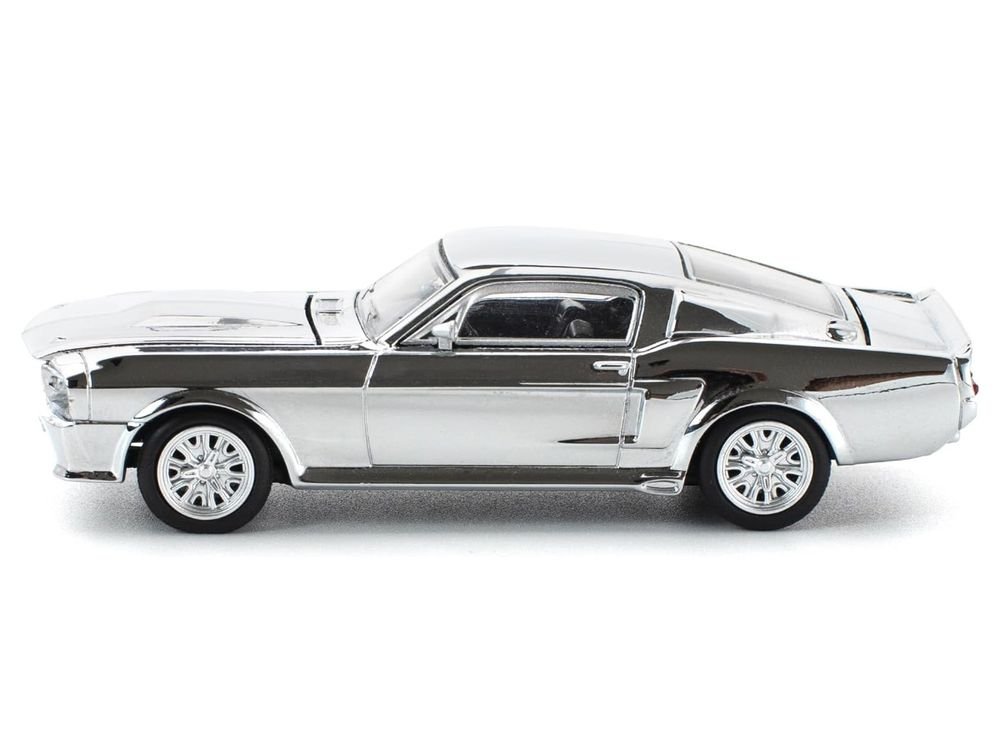 Shelby Mustang GT500 Silver Chrome 1/64 Diecast Model Car by Pop Race view 4