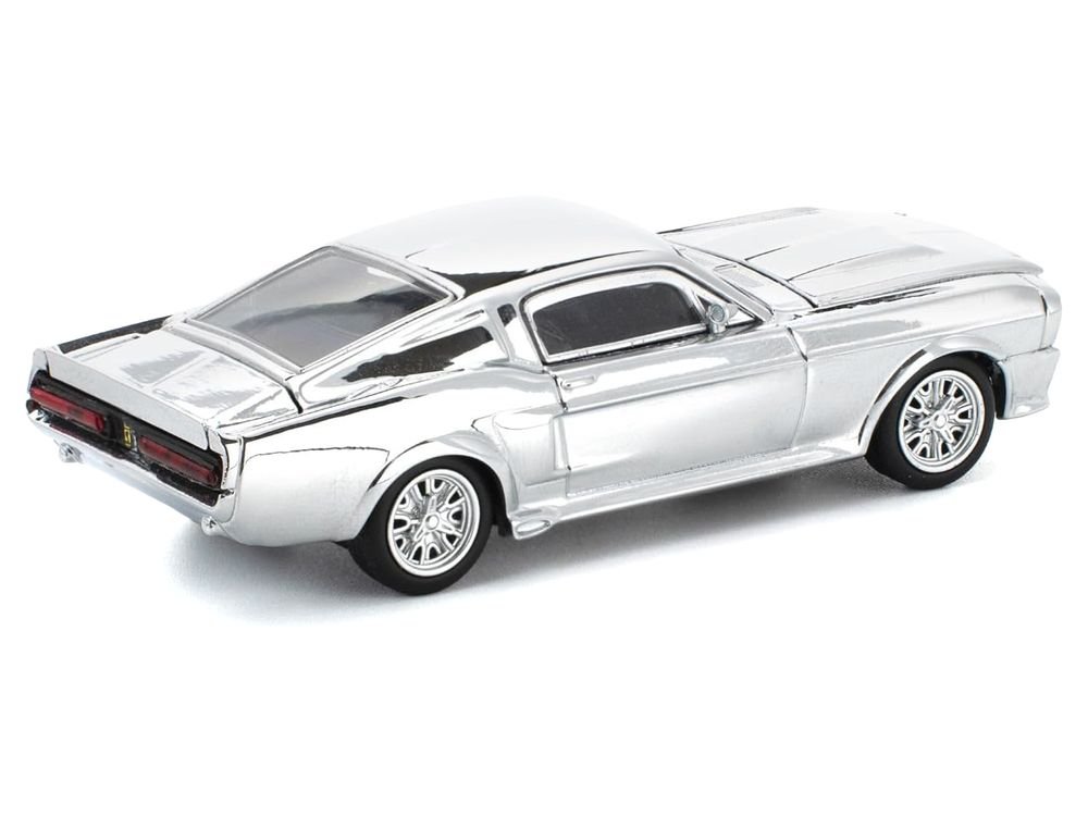 Shelby Mustang GT500 Silver Chrome 1/64 Diecast Model Car by Pop Race view 5