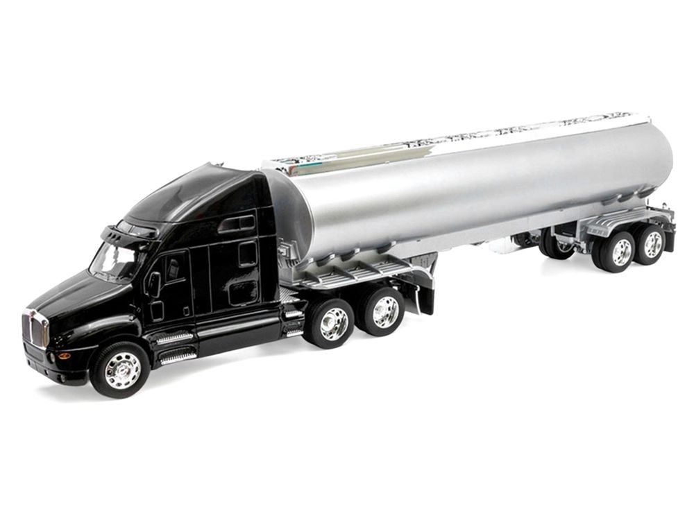Kenworth T2000 Truck Black with Silver Tanker Trailer "Transporter" Series 1/32 Diecast Model by Welly view 2