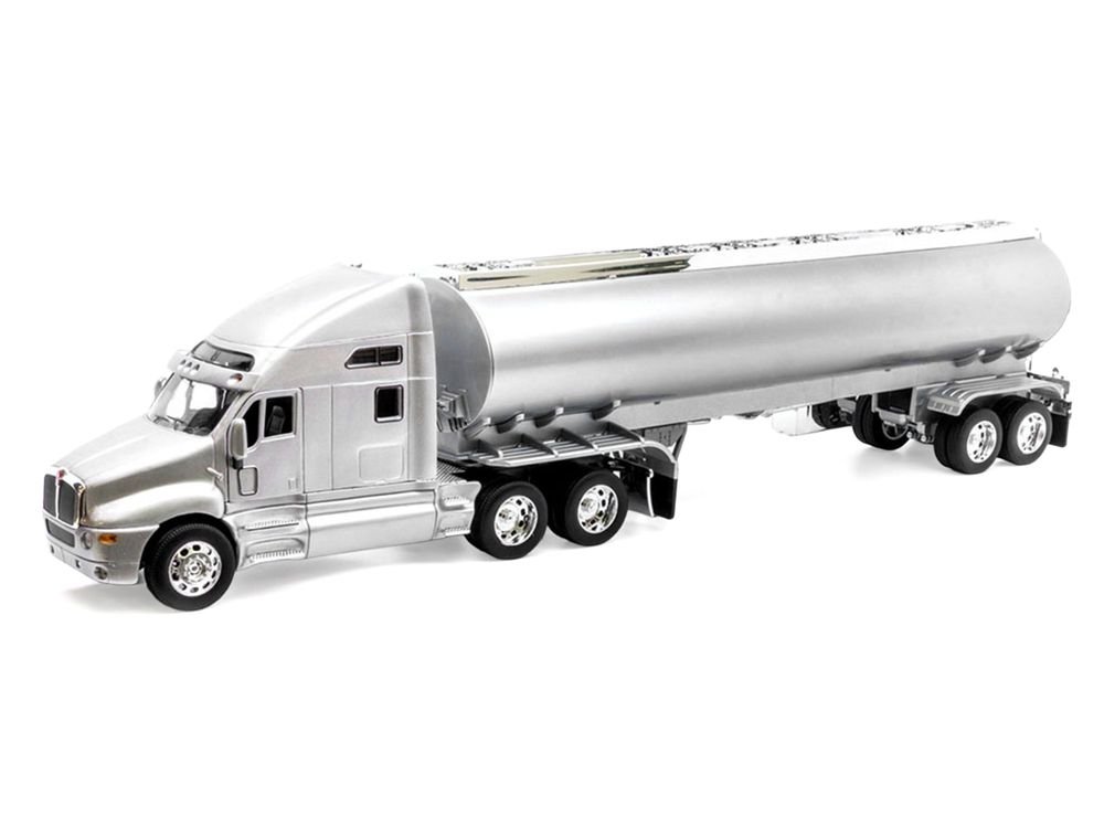 Kenworth T2000 Truck Silver Metallic with Silver Tanker Trailer "Transporter" Series 1/32 Diecast Model by Welly view 2