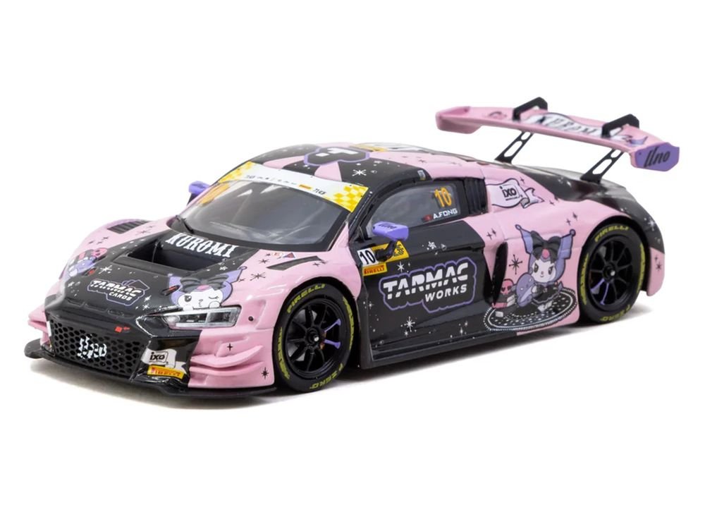 Audi R8 LMS GT3 evo II #10 Adderly Fong "Uno Racing Team - Kuromi" "Macau GT Cup - FIA GT World Cup" (2024) with A4 Poster "Hobby43" Series 1/43 Diecast Model Car by Tarmac Works view 2