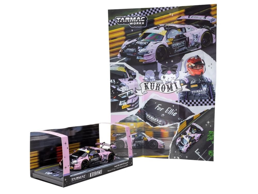 Audi R8 LMS GT3 evo II #10 Adderly Fong "Uno Racing Team - Kuromi" "Macau GT Cup - FIA GT World Cup" (2024) with A4 Poster "Hobby43" Series 1/43 Diecast Model Car by Tarmac Works view 4