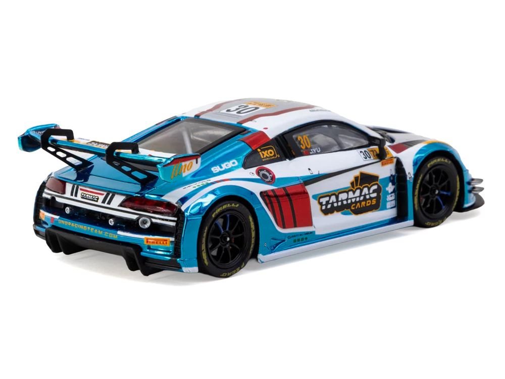 Audi R8 LMS GT3 evo II #30 James Yu "Uno Racing Team" "Macau GT Cup - FIA GT World Cup" (2024) with A4 Poster "Hobby43" Series 1/43 Diecast Model Car by Tarmac Works view 3