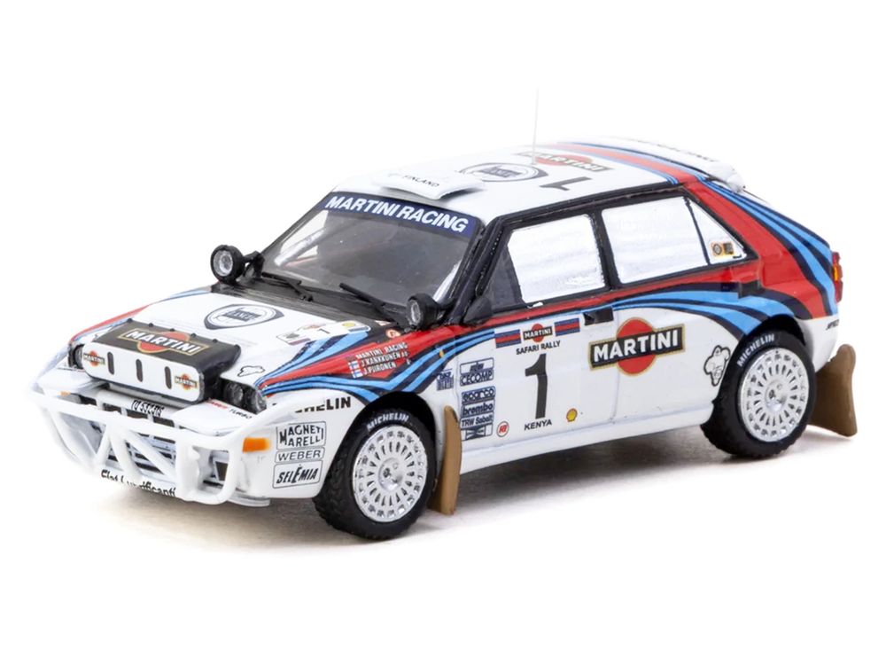 Lancia Delta HF Integrale #1 Juha Kankkunen - Juha Piironen "Martini Racing" 2nd Place "Safari Rally" (1992) "Hobby64" Series 1/64 Diecast Model Car by Tarmac Works view 2
