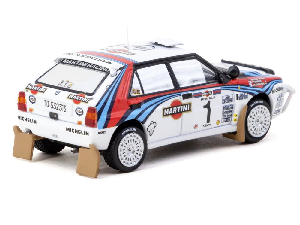 Lancia Delta HF Integrale #1 Juha Kankkunen - Juha Piironen "Martini Racing" 2nd Place "Safari Rally" (1992) "Hobby64" Series 1/64 Diecast Model Car by Tarmac Works view 3