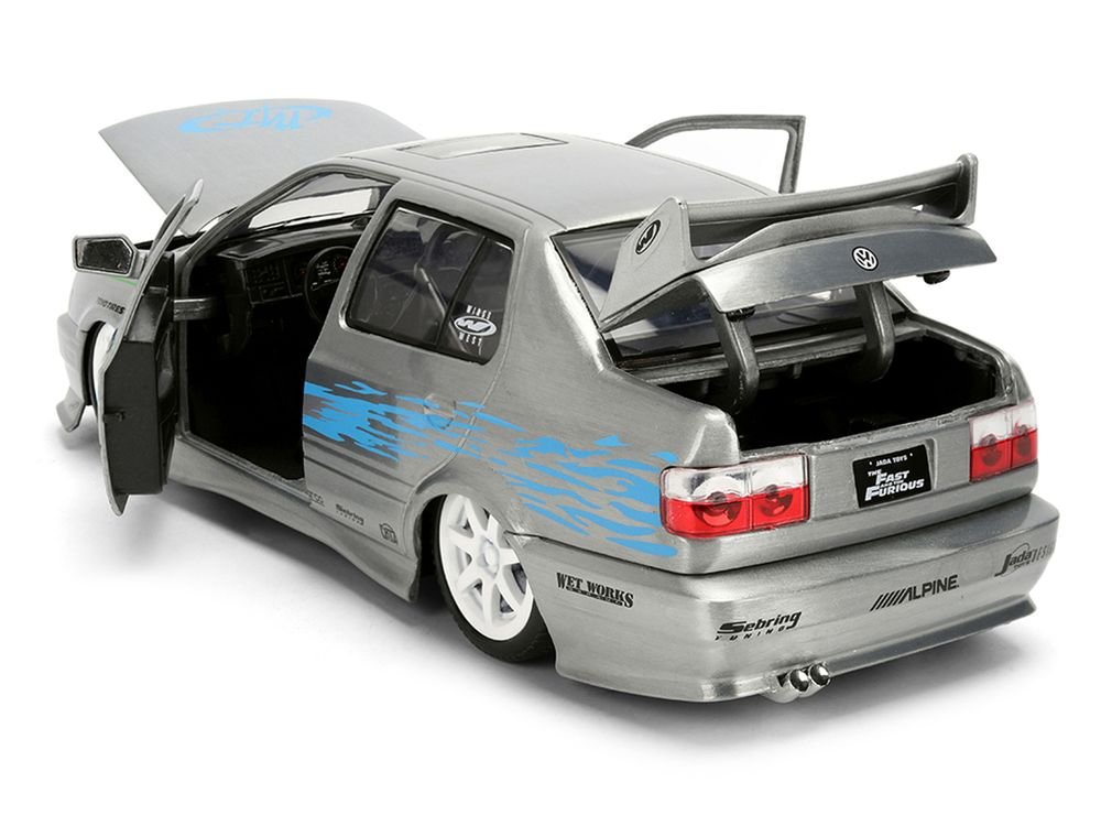 Volkswagen Jetta Raw Metal Color Brush Finish "The Fast and the Furious" (2001) Movie "25 Years of Fast & Furious" Series 1/24 Diecast Model Car by Jada view 4