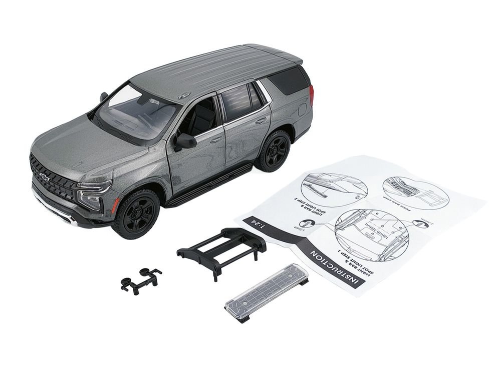2025 Chevrolet Tahoe PPV Dark Gray Metallic "Custom Builder's Kit - Law Enforcement and Public Service" 1/24 Diecast Model Car by Motormax view 2