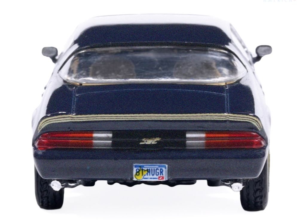 1981 Chevrolet Camaro Z28 Dark Blue Metallic with Gold Stripes and Interior 1/64 Diecast Model Car by IXO Models view 5