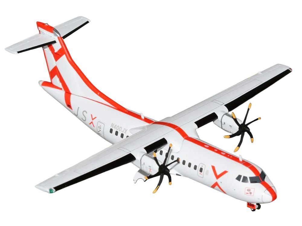 ATR 42-600 Commercial Aircraft "JSX" (N400JX) White with Red Stripes "Gemini 200" Series 1/200 Diecast Model Airplane by GeminiJets view 2