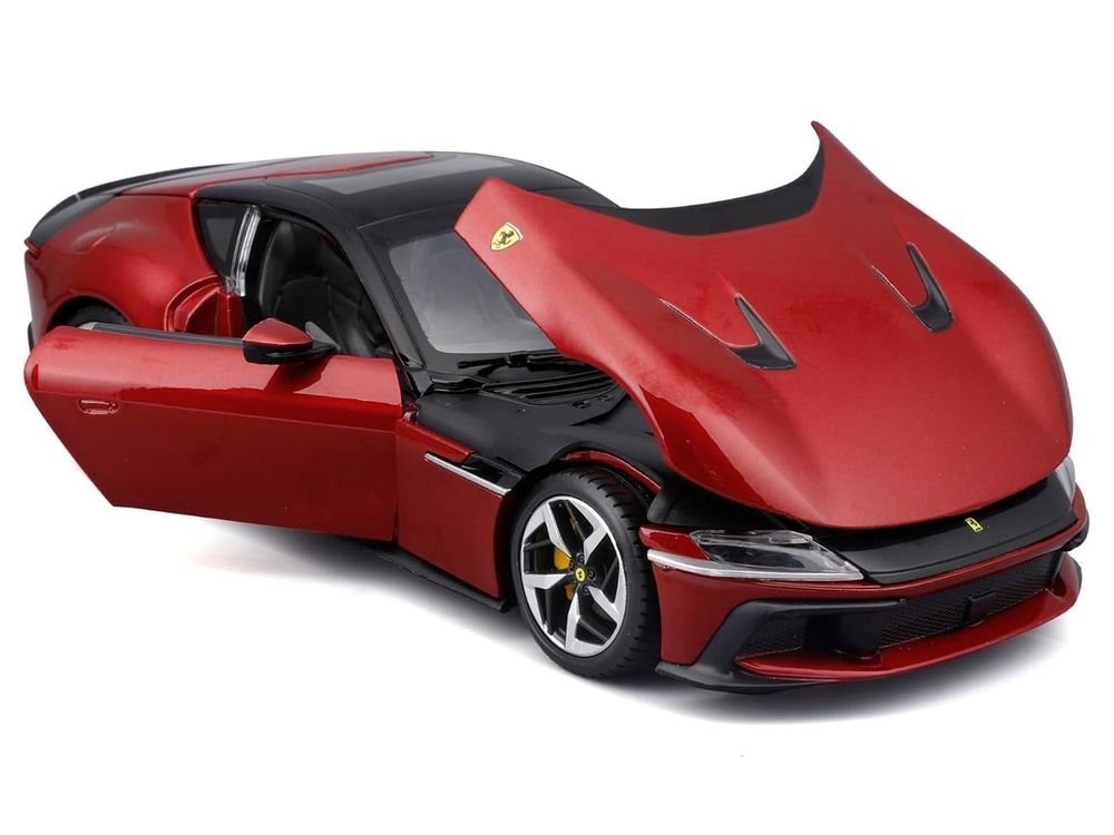 Ferrari 12Cilindri Red Metallic with Black Top "Race + Play" Series 1/24 Diecast Model Car by Bburago view 2