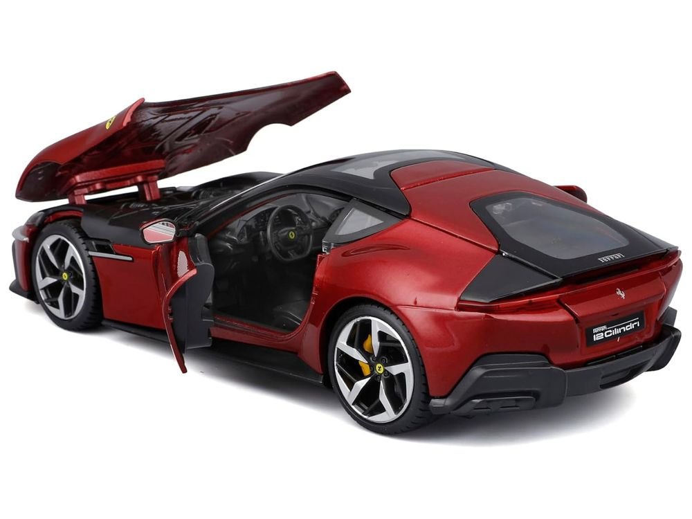 Ferrari 12Cilindri Red Metallic with Black Top "Race + Play" Series 1/24 Diecast Model Car by Bburago view 3