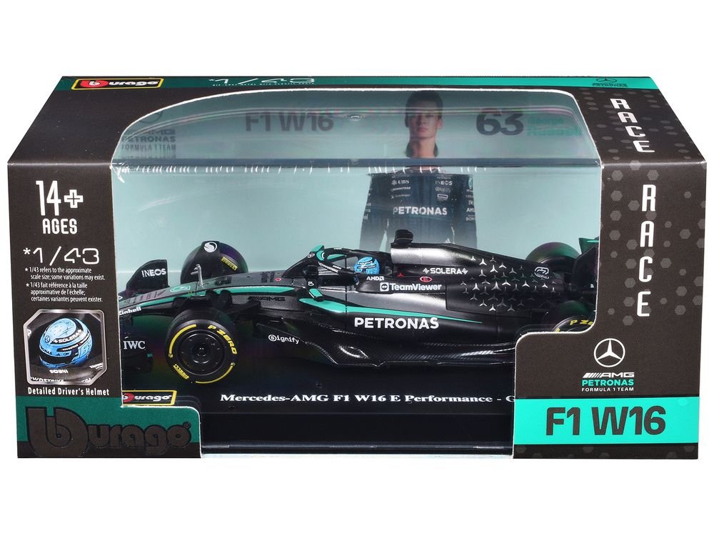 Mercedes-AMG F1 W16 E Performance #63 George Russell Formula One F1 "World Championship" (2025) 1/43 Diecast Model Car by Bburago view 3