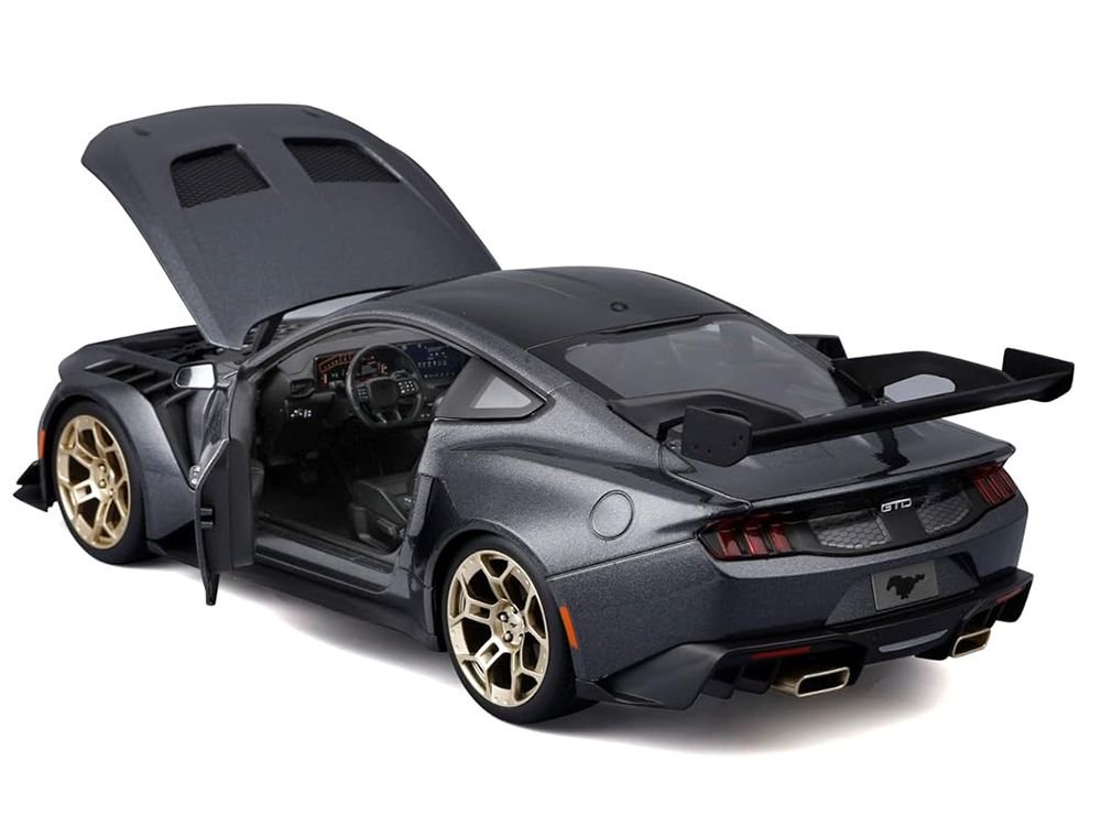 2025 Ford Mustang GTD Dark Gray Metallic with Black Top "Special Edition" Series 1/18 Diecast Model Car by Maisto view 2