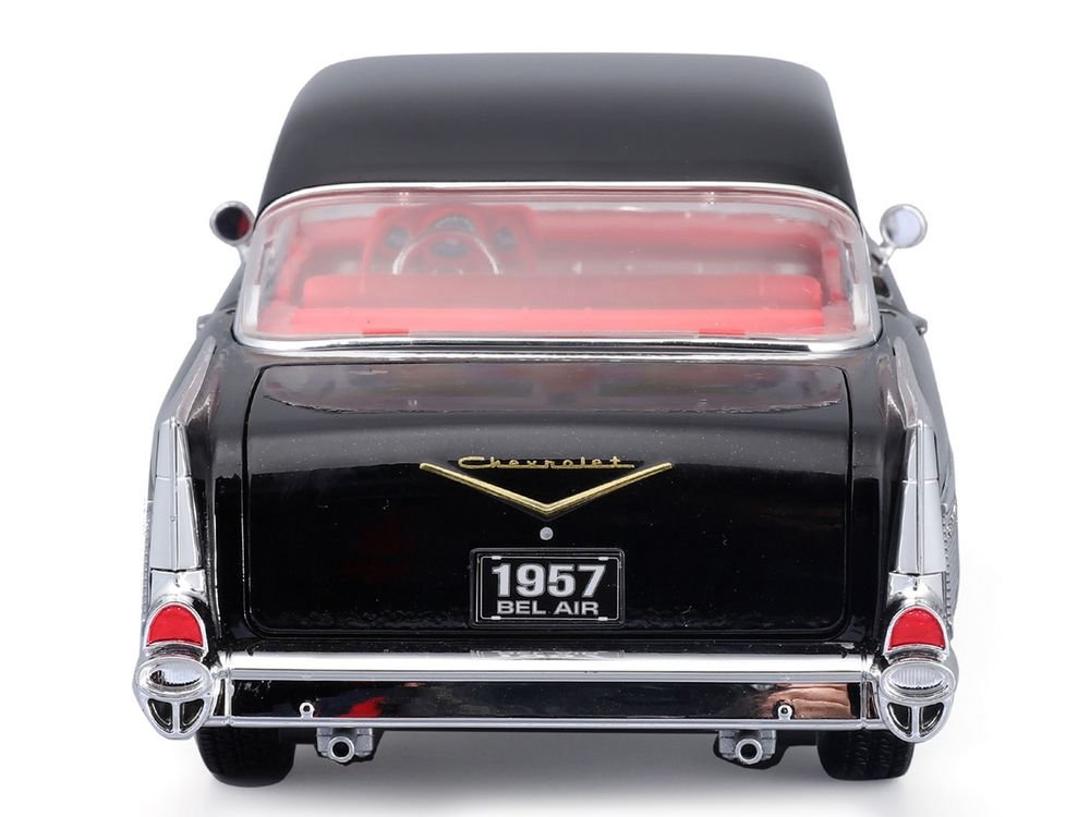 1957 Chevrolet Bel Air Coupe Black with Red Interior "Special Edition" Series 1/18 Diecast Model Car by Maisto view 4