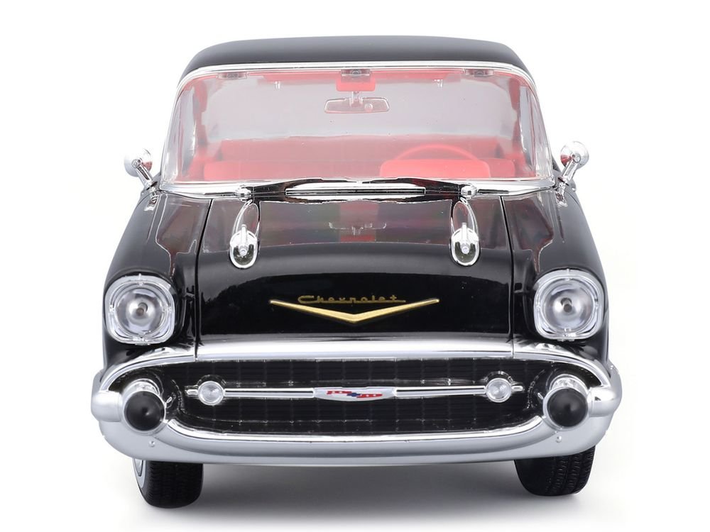 1957 Chevrolet Bel Air Coupe Black with Red Interior "Special Edition" Series 1/18 Diecast Model Car by Maisto view 5
