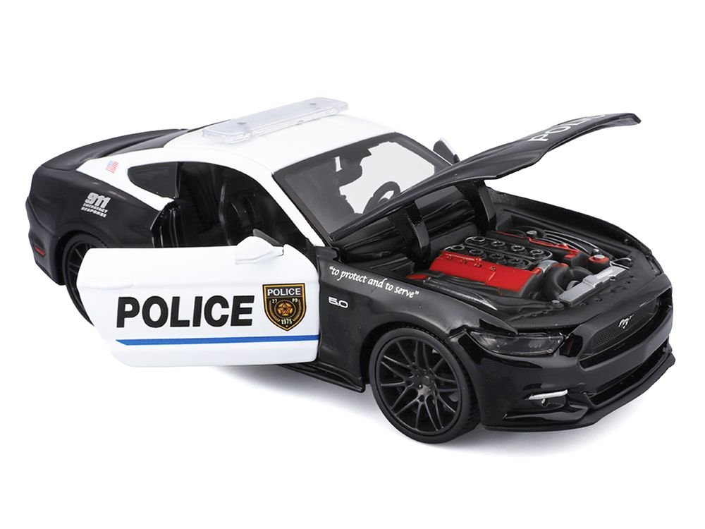 2015 Ford Mustang GT 5.0 "Police" Black and White "Authority" Series 1/24 Diecast Model Car by Maisto view 2