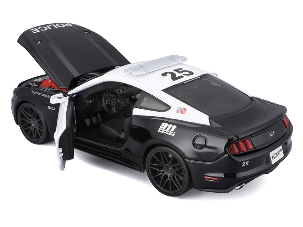 2015 Ford Mustang GT 5.0 "Police" Black and White "Authority" Series 1/24 Diecast Model Car by Maisto view 3