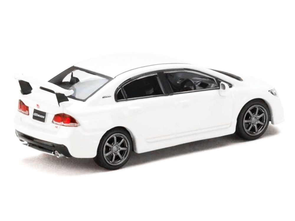 Honda Mugen Civic Type R (FD2) RHD (Right Hand Drive) Championship White "JDM64" Series 1/64 Diecast Model Car by Hobby Japan view 3